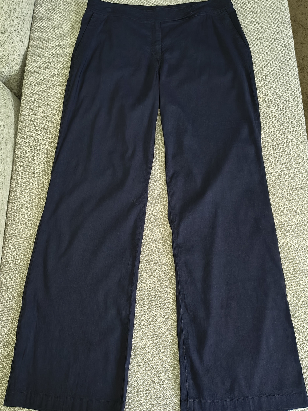 Eileen Fisher Dark Purple Linen Wide Leg Pants Minimalist Lagenlook Size 12